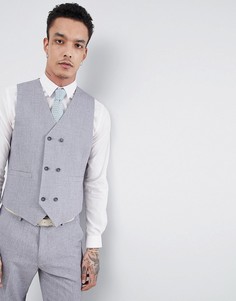 Серый узкий жилет с принтом на подкладке ASOS DESIGN Wedding - Серый