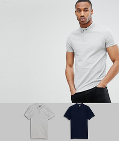 2 футболки-поло из пике с воротником на пуговицах ASOS DESIGN - Скидка - Мульти