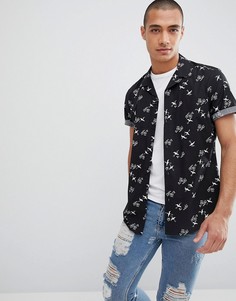Облегающая рубашка с принтом ASOS DESIGN - Черный