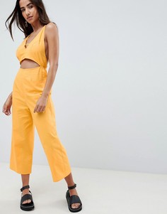 Хлопковый комбинезон с вырезами ASOS DESIGN - Желтый