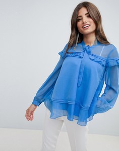 Блузка с оборками и завязкой ASOS DESIGN - Белый
