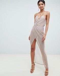 Платье макси с драпировкой ASOS DESIGN - Золотой