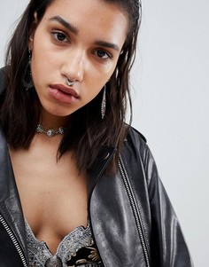 Кольцо для носа с искусственным камнем ASOS DESIGN - Серебряный