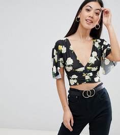 Топ с расклешенными рукавами и цветочным принтом ASOS DESIGN Petite - Мульти