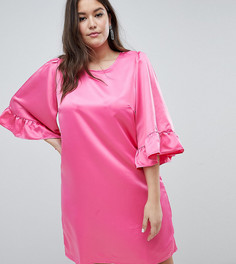Свободное платье с оборками на рукавах Junarose - Розовый
