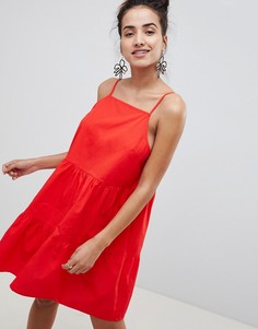 Ярусный хлопковый сарафан мини ASOS DESIGN - Красный