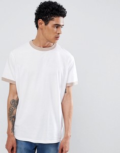Белая футболка с контрастными горловиной и манжетами New Look - Белый