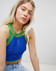 Яркий ажурный топ ASOS DESIGN - Синий