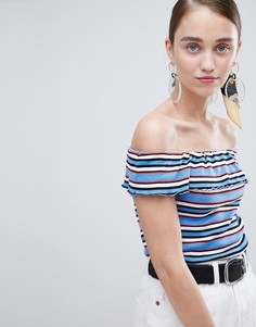 Топ с открытыми плечами в полоску New Look - Синий