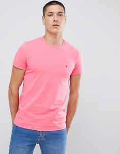 Розовая узкая эластичная футболка с логотипом Tommy Hilfiger - Розовый