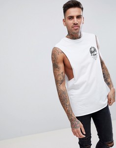 Белая футболка с глубокими проймами и принтом River Island - Белый