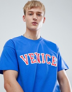 Синяя футболка с принтом Venice New Look - Синий