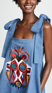 Katya Dobryakova Owl Mask Denim Sundress КАТЯ ДОБРЯКОВА