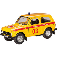 Коллекционная машинка Autotime "Lada 4х4 Скорая помощь" 1:36, желтая