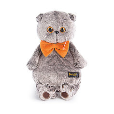 Мягкая игрушка Budi Basa Кот Басик в рыжем бархатном банте, 19см