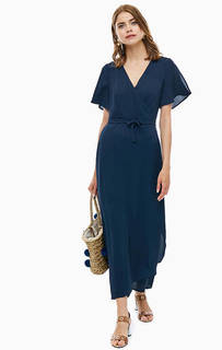 Длинное синее платье с запахом Ichi