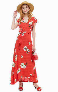 Красное платье из вискозы с запахом Mavi