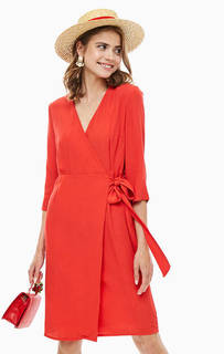 Красное платье из вискозы с запахом Ichi