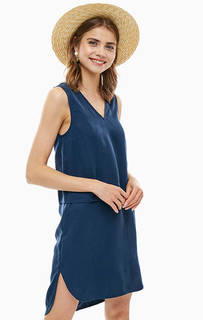 Синее платье с треугольным вырезом Ichi