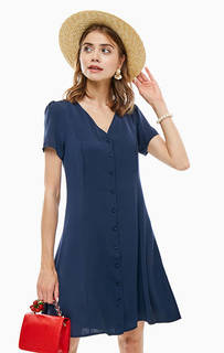 Синее платье на пуговицах Ichi