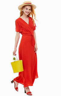 Длинное красное платье с запахом Ichi