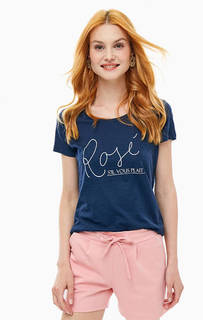 Синяя хлопковая футболка с принтом Ichi