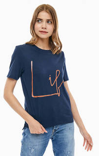 Синяя хлопковая футболка оверсайз Ichi