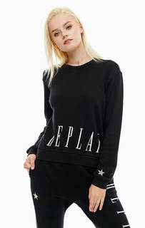 Черный хлопковый свитшот с принтом Replay