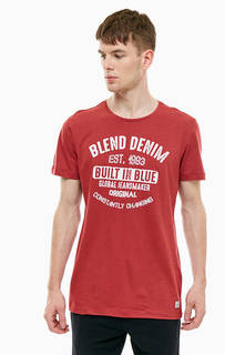 Хлопковая футболка бордового цвета Blend