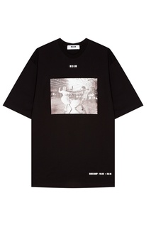 Черное платье-футболка с принтом Msgm