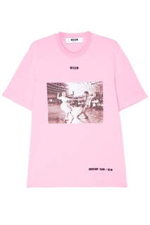 Розовая футболка с фотопринтом Msgm