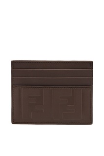 Коричневый кожаный футляр для карт Fendi