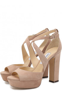 Замшевые босоножки April 120 на устойчивом каблуке Jimmy Choo