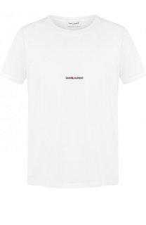 Хлопковая футболка с логотипом бренда Saint Laurent