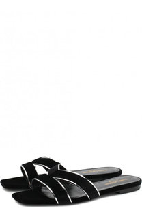 Бархатные шлепанцы Nu Pieds Saint Laurent