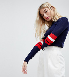 Вязаный джемпер с полосками в спортивном стиле Daisy Street - Темно-синий