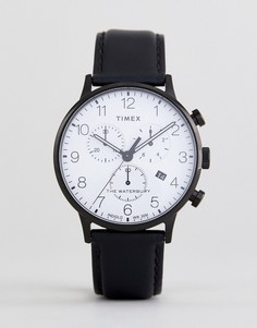 Классические часы с хронографом и черным кожаным ремешком Timex TW2R72300 - Черный