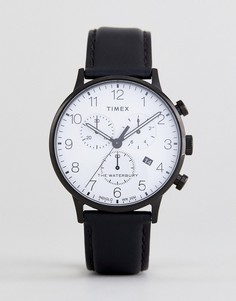 Классические часы с хронографом и черным кожаным ремешком Timex TW2R72300 - Черный