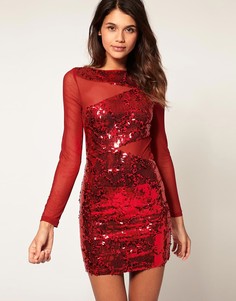 Облегающее платье с отделкой пайетками ASOS - Черный