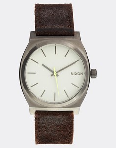 Часы на кожаном ремешке Nixon Time Teller - Коричневый