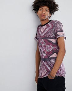 Футболка из ткани с добавлением льна с ацтекским принтом ASOS DESIGN - Красный