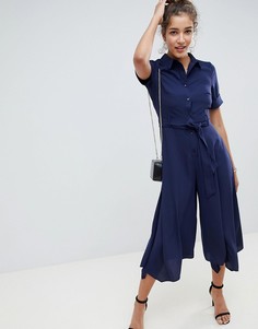 Комбинезон-рубашка с ремнем ASOS DESIGN - Темно-синий