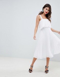 Плиссированное платье миди ASOS DESIGN - Белый