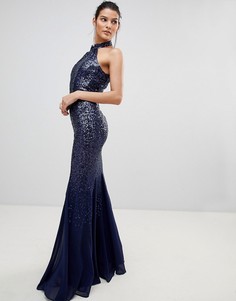 Шифоновое платье макси с пайетками City Goddess - Темно-синий