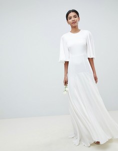 Платье с открытой спиной и расклешенными рукавами ASOS EDITION Wedding - Белый