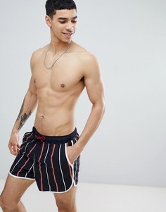 Красно-белые шорты для плавания в полоску ASOS DESIGN Runner - Черный