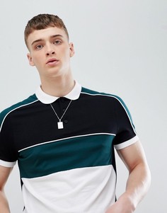 Футболка-поло колор блок с контрастной окантовкой ASOS DESIGN - Черный