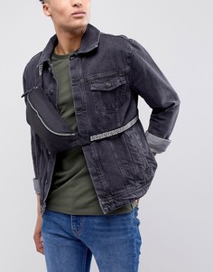 Черная сумка-кошелек на пояс с вышивкой на ремешке ASOS DESIGN - Черный