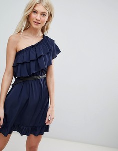 Платье на одно плечо с оборками Vero Moda - Темно-синий