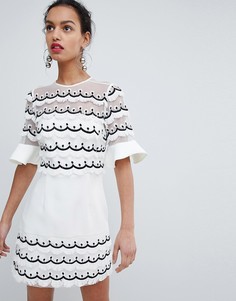 Платье мини с оборками и фактурной отделкой Keepsake - Белый